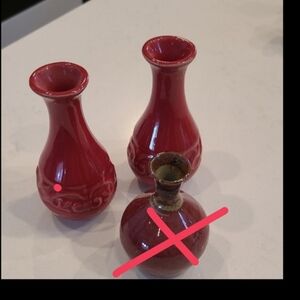 Chic Red Ceramic Vase Set